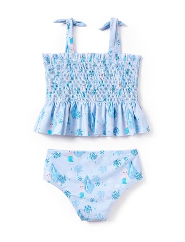 Image of Disney Elsa Princess Toddler Girls Two Piece Tankini Top and Bow Tie Bikini Bottom Beach Swimsuit Set