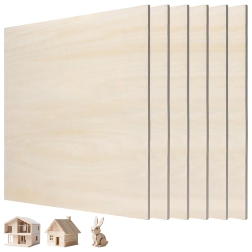 JAPCHET 6 fogli di compensato quadrati, 300 x 300 x 6 mm, fogli di tiglio non finiti per fai da te, pittura, incisione su legno