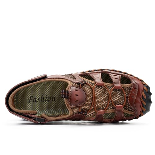 Men's Leather Closed Toe Mesh Sports Sandals Breathable Non-Slip Quick-Drying Athletic Lightweight Sandals Casual Walking Beach Hiking Climbing Outdoor Shoes3