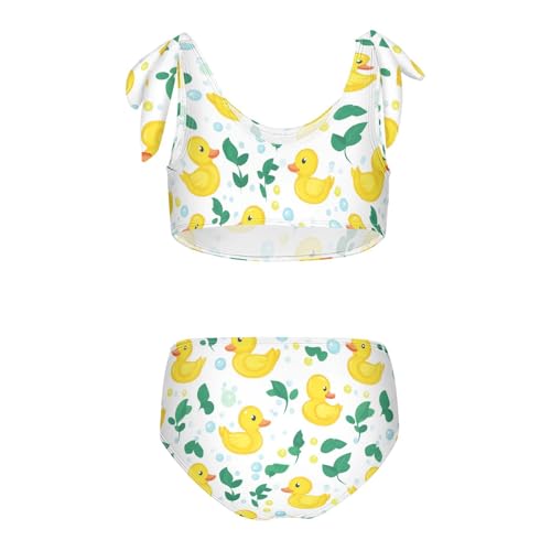 Wusikd White Yellow Ducks Girls Swimsuits Two Piece Leaves Swimwear Bikini Set for for Girls Size 3T2