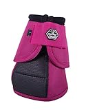 springglocken lammfell Artikel aus der Q-Cross line QHP Springglocken Technical Hufglocken mit No Turn-Einsatz, Klettverschluss, Kevlar an Rückseite, Q-Cross Line (XL, Fuchsia)