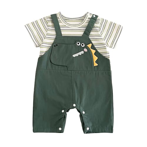 Image of Hopscotch Baby Boys Stripes Print Short Sleeves White Rompers