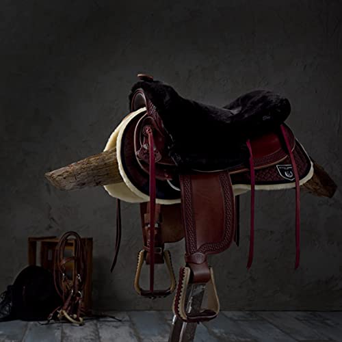 Miniatura 6 de Christ Revestimiento Laramie De Zalea De Borrego Natural Para Montura Vaquera Con Cuerno Cubierta Funda Para Silla Western De Caballo En Marrón, Talla Xl