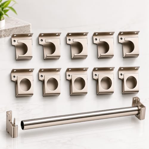 Image of Elite Stainless Steel Solid 25mm 1 Inch Curtain Rod Bracket for Door & Window | Universal Wall to Wall Curtain Rod Holder, Support, Mounting Bracket with Complete Fittings | Pack of 5 Pair, 10 PCS