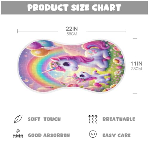 Unicorn Flowers Baby Burp Cloths Cotton Burp Clothes Absorbent Muslin Burp Cloths Soft Burp Cloth Rags for Girl Unisex Boy Newborn 1 Pack 22x11 Inches2