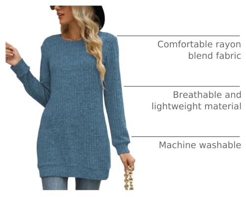 Image of Sweaters for Women Long Sleeve Crewneck Sweatshirt Loose Casual Tunic Tops