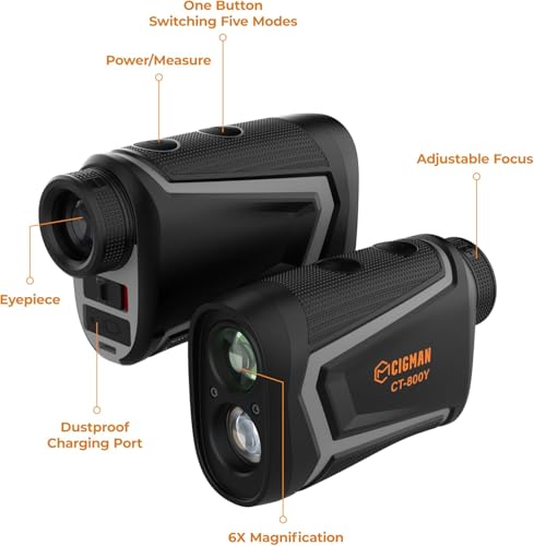 CIGMAN Golf Range Finder 800M Golf Rangefinder with Slope - USB Rechargeable,6X Magnification,Flag Pole Locking Vibration,Magnetic Rangefinder Mount Strap Included,Golf Accessories CT-800Y - Image 11
