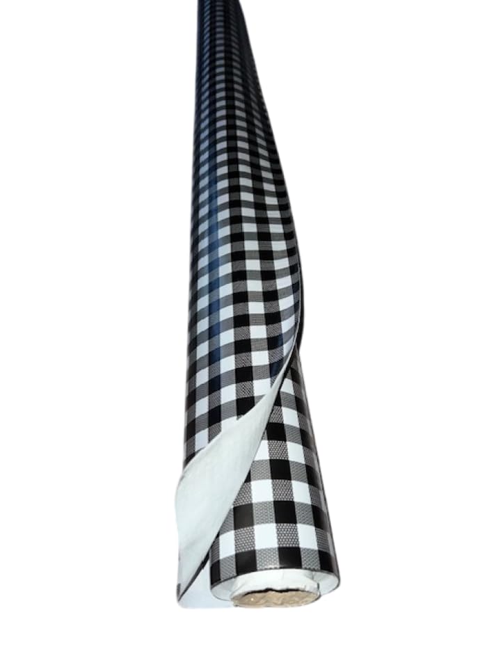 Générique CREADETEX Nappe Vinyle PVC Toile cirée Carreaux Vichy Noir Table guinguette Restaurant (300X140)