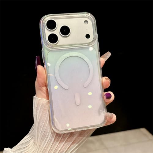 Étui magnétique iPhone 14 transparent paillettes Aurora compatible charge sans fil