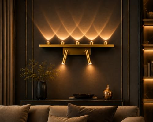 Image of FILLISKA LED Mirror /Picture /Vanity Light with Adjustable Colour and Luxurious Gold Finish (5+2 LED Luxurious Gold -985B)