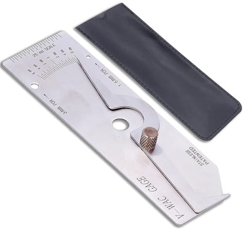 V-WAC Type Undercut Weld Gauge, Stainless Steel Welding Inspection Thread Gauge, Single Fillet Weld Depth Welding Measure Inspection Tool for Welding Inspection, Checks Undercut, Crown Height (Metric)