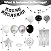 Jobkoo Black and Silver Birthday Decorations for Men Boys, Black White Silver Party Decorations Happy Bithday Banner Star Foil Balloon Fringe Curtain Pompom for Women Girls Party Supplies