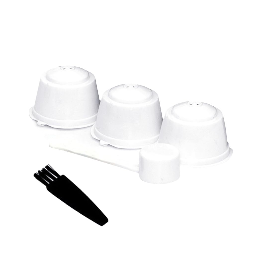 Voarge 3 cápsulas de café, filtro de café, capsulas para cafeteras Dolce gusto reutilizables rellenables - + 1 cuchara para rellenar - 1 cepillo para limpiar de regalo,Blanco