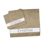 Set Asciugamani Personalizzati Con Nome E Iniziale – 4 Pezzi 100% Cotone Spugna 420 G/mq – Made In Italy