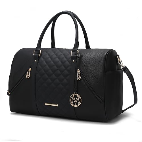 MKF Collection Travel Duffle Bag for Women, Quilted Vegan Leather Large Overnight Fashion Weekender Carry-on Handbags