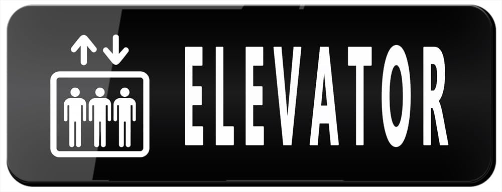 Unisex Acrylic Sign - Elevator - Comes With Graphical Symbols And Strong Adhesive Tape For Door Or Wall 10" X 3" Outdoor Signs Acrylic Design Plate