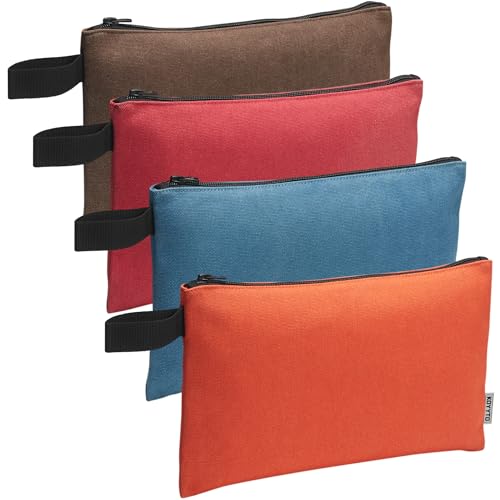 KOYYTO 4 Pack Canvas Tool Pouch with Zipper,Upgrade 16 oz Heavy Duty Small Tool Bag,Multipurpose Organizer Utility Tool Bag,for Tools,Office Supplies,Cosmetics,Stationary