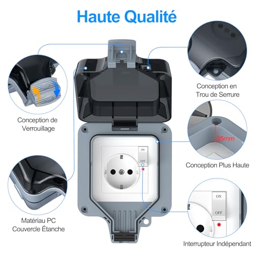 Prise Exterieure Etanche IP66 Prise Electrique Murale de Courant – vue 4