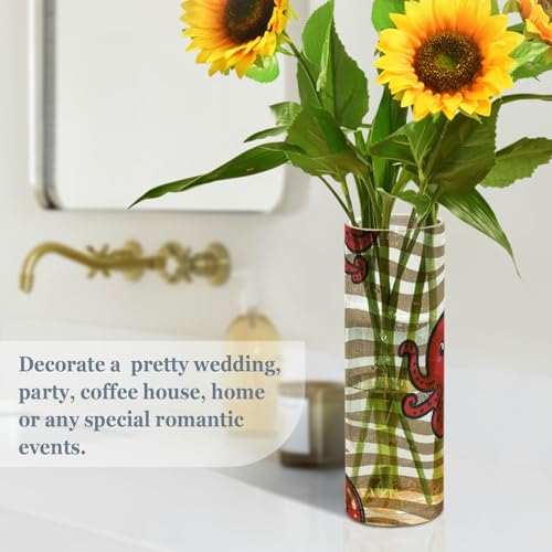 Florero de plástico con ondas caqui de 30 cm para decoración 5