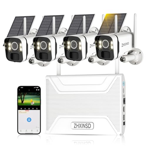 Solar Security Cameras Outdoor Wireless 4MP 2.4GHz 10CH 4-Camera Kit