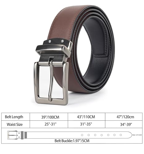 Reversible Leather Belt for Men-Women Classic Two Color-In-One Unisex Pin Buckle PU Leather Belt With Rotated Buckle2