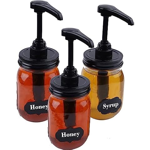 GLUKIEWT Mason Jar Syrup Pump Dispenser Lids For Regular Mouth Jar (3 Pack) Coffee Syrup Dispenser Food Grade Airtight & Leak & Rust Proof Dispenser Pump Lids (Jar Not Included) Cover