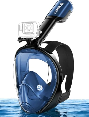 Greatever Full Face Snorkel Mask, Snorkeling Gear for Adults with Latest Dry Top Breathing System and Detachable Camera Mount, Snorkel Mask Adult, Snorkels Anti-Fog & Anti-Leak