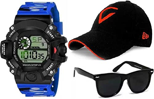 PUTHAK Combo Pack of 3 Stylish Dial Watch, Stylish Sport Baseball Cap & Stylish Aviator Wayfarer Sunglass for Mens and Boys (Pack of 3) PTHK-1720 (B09JCPRCBV) Amazon Price History, Amazon Price Tracker