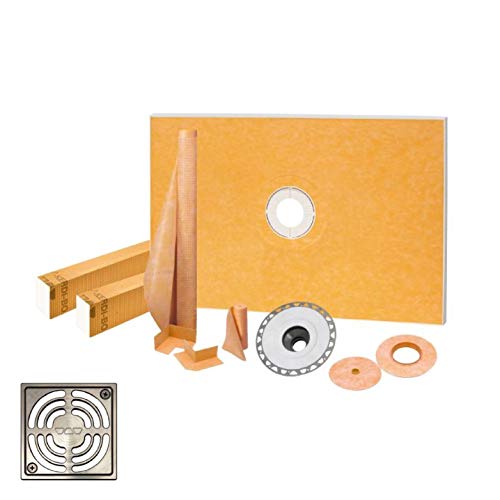 Schluter Kerdi 48-Inch X 72-Inch Shower Kit With Brushed Nickel Anodized Drain #TOP16