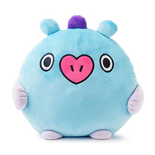 BT21 MANG Pong Pong Character Plush Figure Decorative Pillow Sofa Cushion, 14.2 x 13.4 Inches, Sky Blue