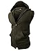 H2H Mens Sleeveless Fashion Hoodies Zip-up with Pocket KHAKI GREEN Asia L (JPSK13_N25)