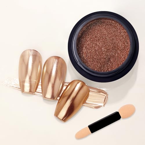 2 Stück Braun Apfel Gold Pulver Chrom Nagel Glitzer Pulver für Nägel Schwarz und Kaffee für Gel Nagellack Spiegeleffekt Metallic Glänzend Pigment Acryl Holographische Nageldekoration Winter