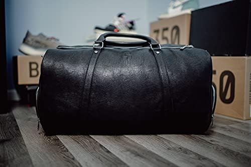Sole Premise Leather Duffle Bag for Multi-functional Travel Carry-on with Shoe Compartments for Men & Women (Black) 7 Sole Premise Leather Duffle Bag for Multi-functional Travel Carry-on with Shoe Compartments for Men & Women (Black)