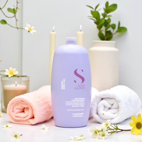Image of Alfaparf Milano Semi Di Lino Smooth Low Shampoo for Frizzy and Rebel Hair - Sulfate Straightens Hydrates Smoothes Unruly Free Paraben Paraffin