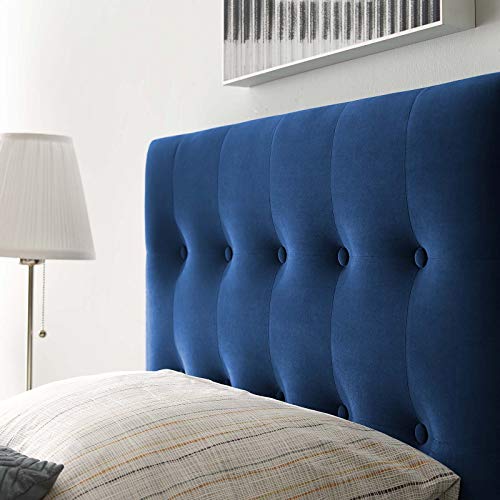 Image of Modway Emily Twin Biscuit Tufted Performance Velvet Headboard, Navy