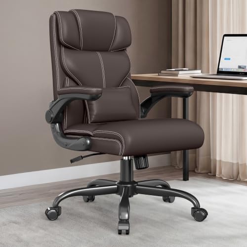 Image of Office Chair, Executive Mid-Back Computer Desk Chair with Flip-up Armrests