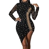Frauen Sexy Hot Drilling Prozess Sexy Kleid Party Club Nachtkleid…, Gold 18, Mittel