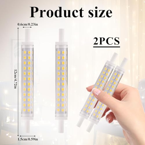 JUGCUT 2Pcs R7S Bulb 118mm LED Linear Warm White 1100LM 2700K 220V 75W Equivalent Energy Saving Liner Bulbs 10W Bright Floodlight for Garden, Garage, Parlor, Non-Dimmable
