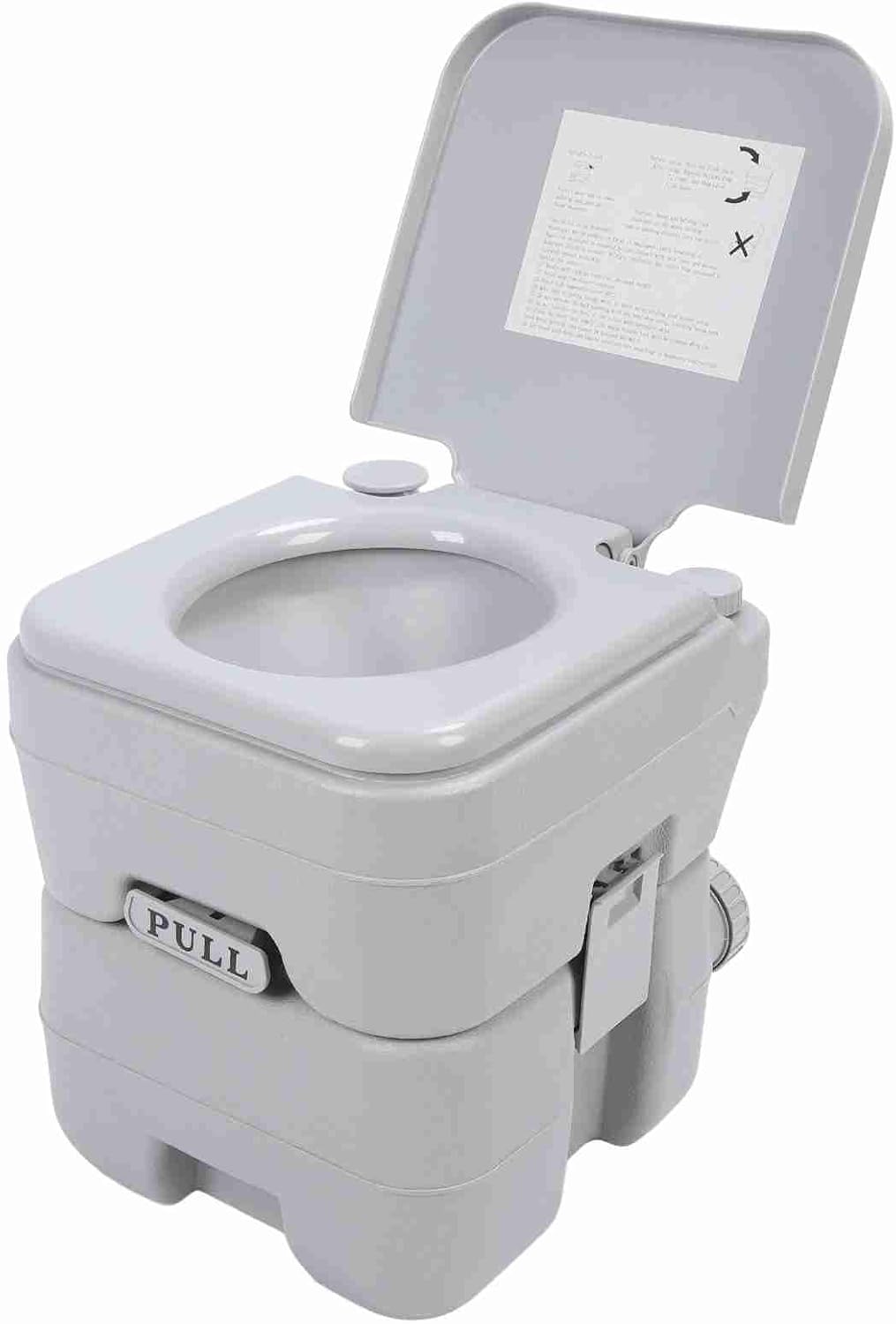 FILFEEL Portable Camping Toilet with 12L & 10L Waste, 440 Lbs Capacity, Piston Pump Flush, ABS Duty RV Boat Car Toilet (20L)