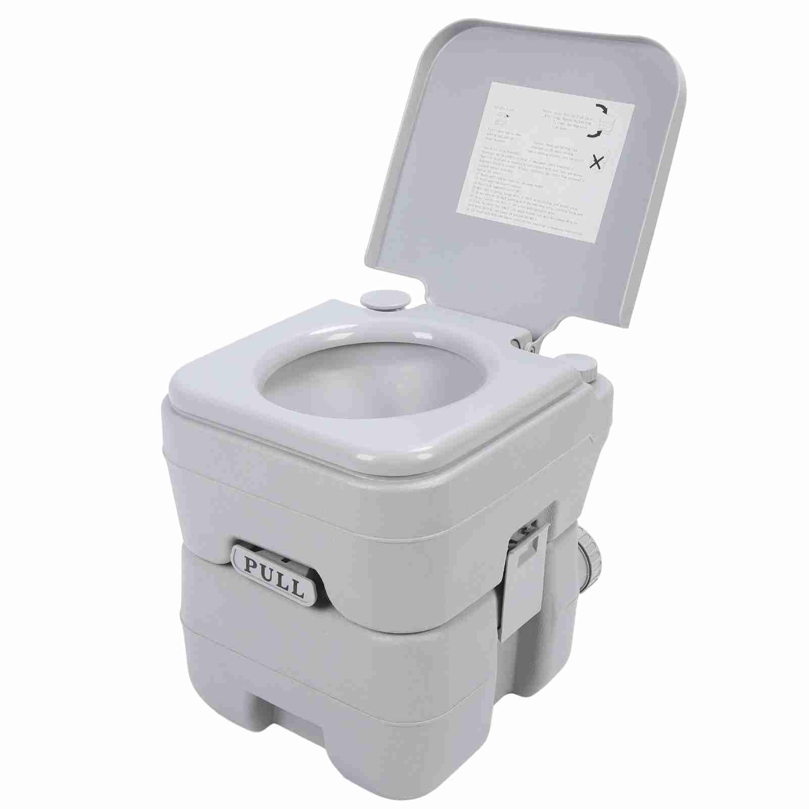 Inodoro Portátil para Acampar con Salida de Agua Doble de Alta Capacidad para Viajes en Coche, Barco, RV, Material ABS Gris 12L/10L (20L)