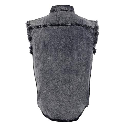 Milwaukee Leather Men's Classic Casual Button-Down Flannel Shirt with Cutoff Frayed Sleeves3