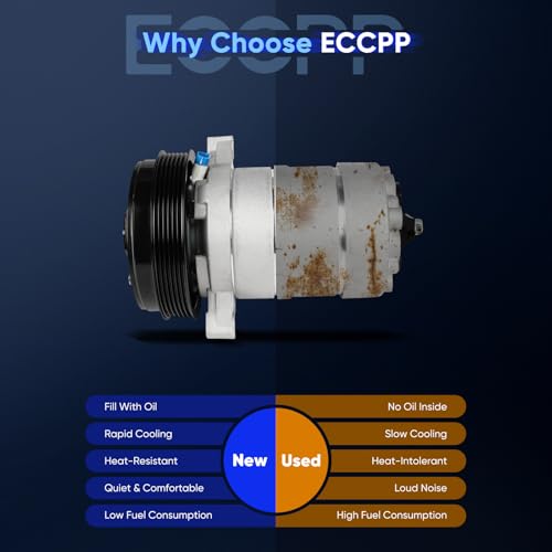 Image of ECCPP AC Compressor 1995 for Buick LeSabre for Pontiac Bonneville 3.8L | 1994-1995 for Buick Regal V6 3.8L 1995 Fit for Buick Park Avenue 3.8L AC Compressor with Clutch Rapid Cooling