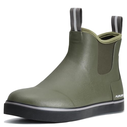 Image of Furuian Men's Deck Boots Waterproof Ankle Rain Boots Fishing Boots