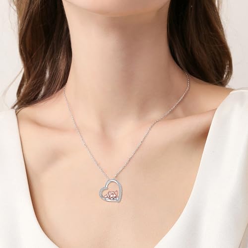 YFN Sterling Silver Dog Pendant - Boston Terrier, French Bulldog, Dachshund, Chihuahua, Yorkshire Terrier Necklaces for Women2