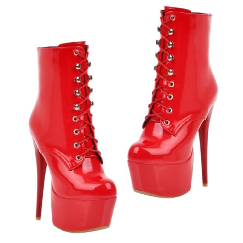 Bottines rouges femme Healeved bottes habillées à talons aiguilles 36