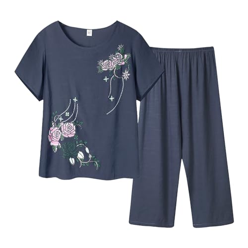 Dos piezas para mujer conjunto de verano blusa y pantalones cortos cómodos