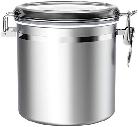 Stainless Steel Airtight Canister for Kitchen, ENLOY Large Flour Coffee Bean Tea Cereal Sugar Cookie Metal Food Storage Canisters with Clear Lid and Sturdy Locking Clamp