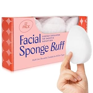 [12 Pack] Regular Exfoliating Facial Sponge for Face – Daily Cleansing Face Scrubber – Exfoliating Pads – Puf for Removing Makeup, Dirt, and Dead Skin – Reusable Face Pads Buf Dirt Away