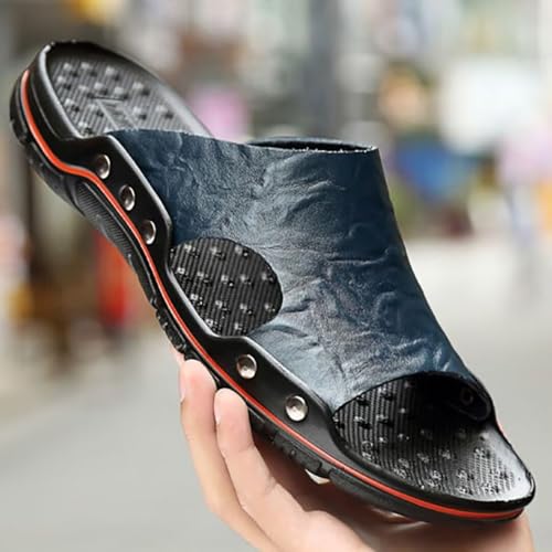 NANXIN&LOVE Mens Slide Sandals Open Toe Non-Slip Comfortable Slide Sandals Men Leather House Slippers Summer Lightweight2