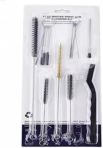 DECFLO 17 PCS Paint Spray Gun Cleaning Maintenance Brush Kit - Wire Lubricant Cleaner w/Nylon Mini Brushes and Needles for Tattoo Equipment，HVLP Airbrush Nozzles